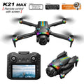 ZNLYRION RC Drone K21MAX Foldable Brushless Drone With Screen Remote EIS Dual Electric Camera Optical Flow Hover Colorful LED Light RC Quadcopter