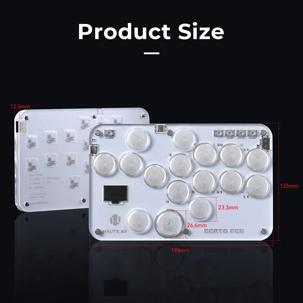 Haute42 Arcade Joystick Hitbox Leverless Controller Fight Sticks For PC / Ps4 /Switch Mini Hitbox Fighting Game Arcade Stick