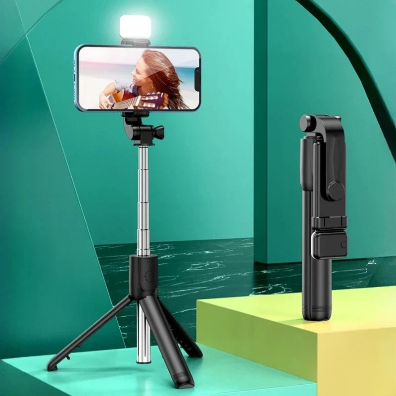 Roreta Monopod Remote Shutter Fill Light for iPhone Samsung Xiaomi Phone Holder Mini Tripod Wireless Bluetooth Selfie Stick