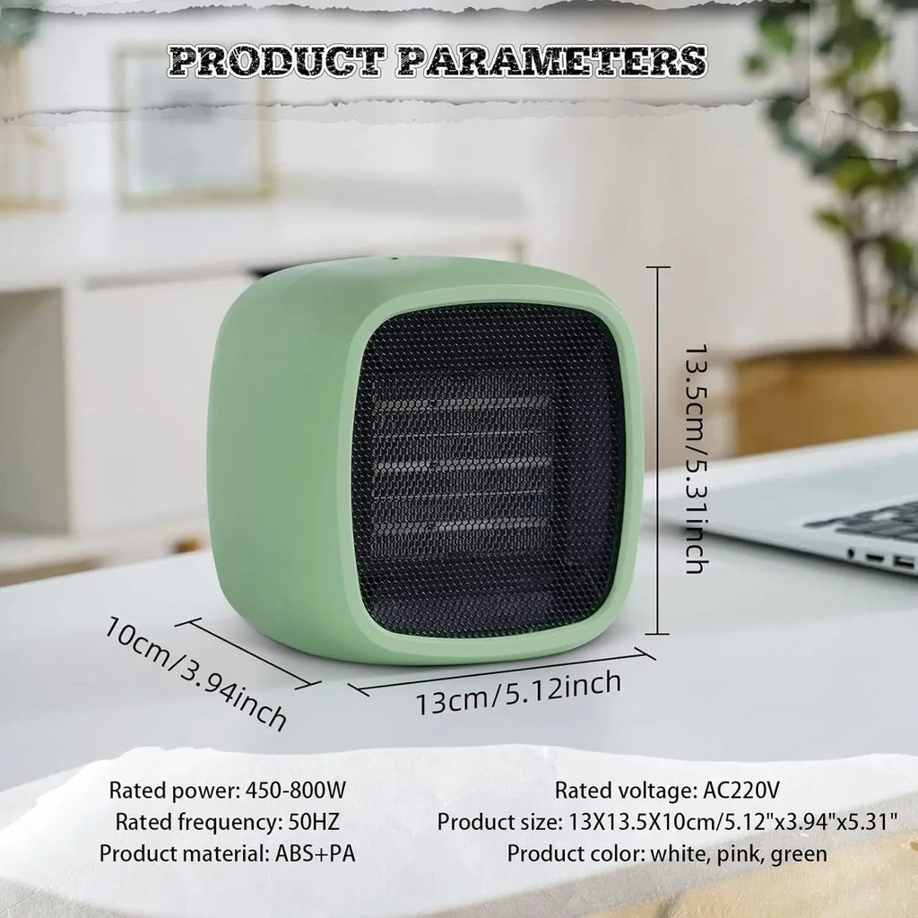 Compact Space Heater, 2 Seconds Fast Heating, Portable Electroceramic PTC Heater, Silent Operation with Overheating and Tipping Off Protection, Indoor Office, Bedroom, Small Living Room or Desktop Use, Mini Portable Heater