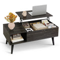 Lift Top Coffee Table with Hidden Storage, Black Mid Century Modern Wooden Coffee Table, for Dining/Living Rooms/Offices; 39.4"W x 19.7"D x 16.9"H