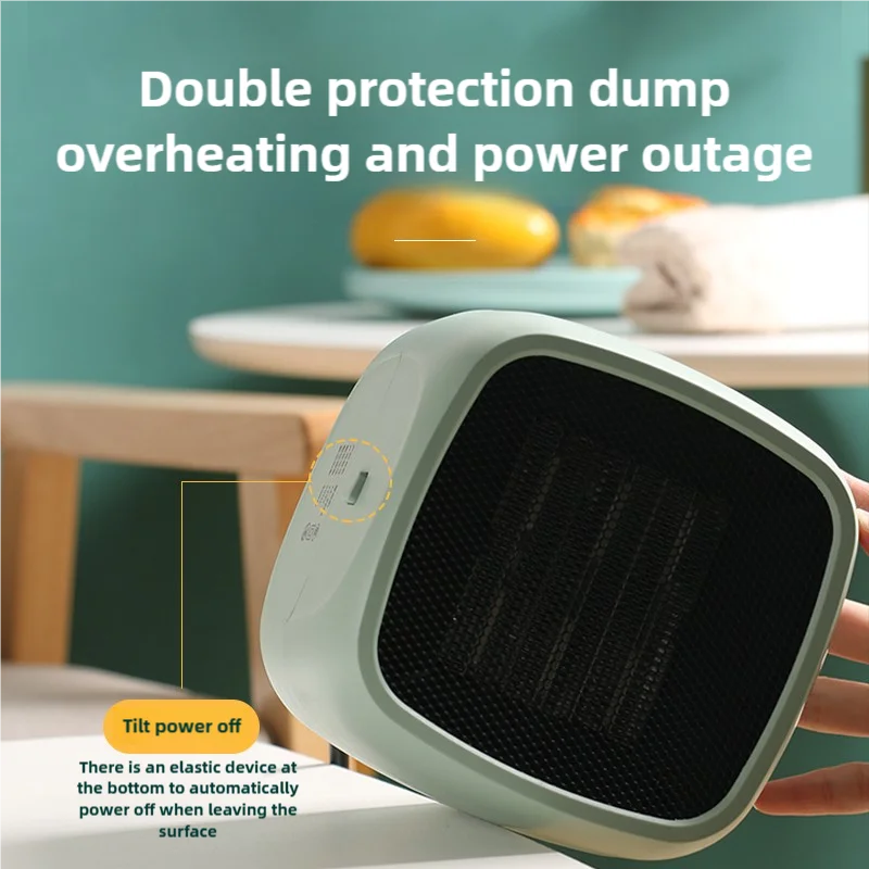 Compact Space Heater, 2 Seconds Fast Heating, Portable Electroceramic PTC Heater, Silent Operation with Overheating and Tipping Off Protection, Indoor Office, Bedroom, Small Living Room or Desktop Use, Mini Portable Heater