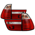 Spyder BMW E53 X5 00-06 4PCS LED Tail Lights Red Clear ALT-YD-BE5300-LED-RC 5000804