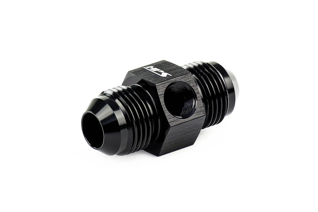 HPS Performance Products AN Male to Male Adapter with 1/8" NPT Female Port, Aluminum, Black