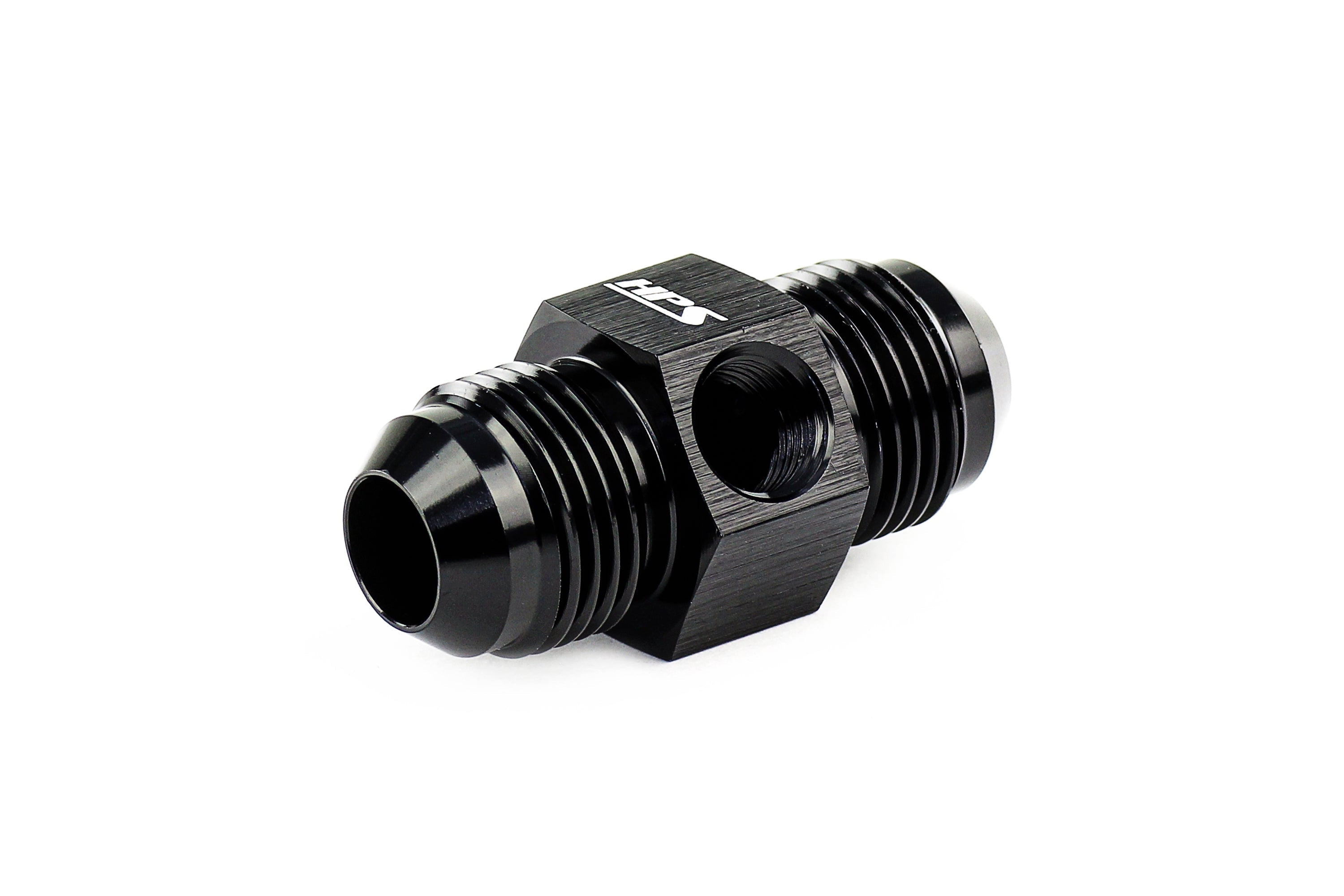 HPS Performance Products AN Male to Male Adapter with 1/8" NPT Female Port, Aluminum, Black