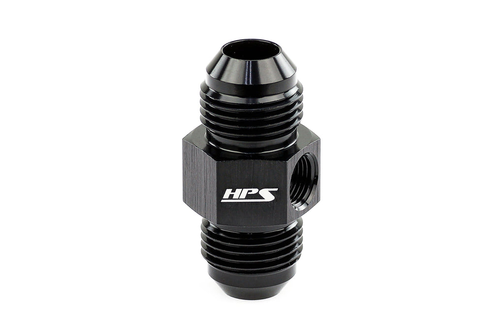 HPS Performance Products AN Male to Male Adapter with 1/8" NPT Female Port, Aluminum, Black