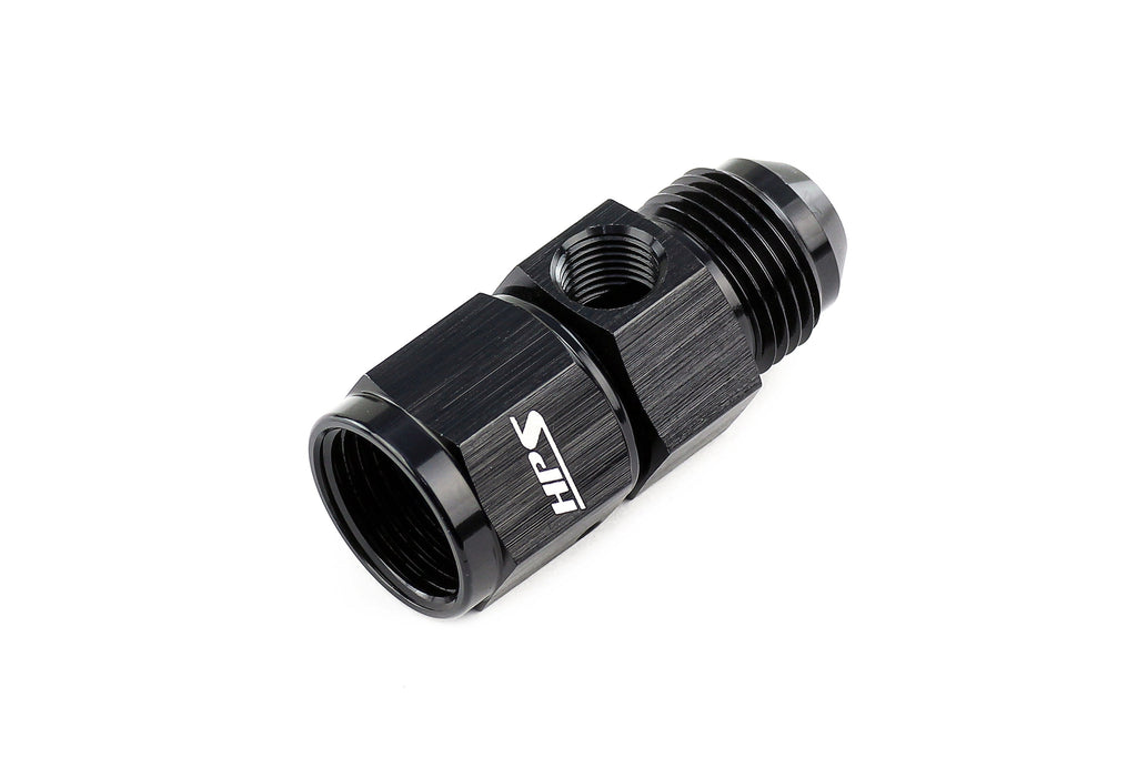 HPS Performance Products AN Male to Female Fuel Pressure Gauge Adapter with 1/8" NPT Female Port, Aluminum, Black