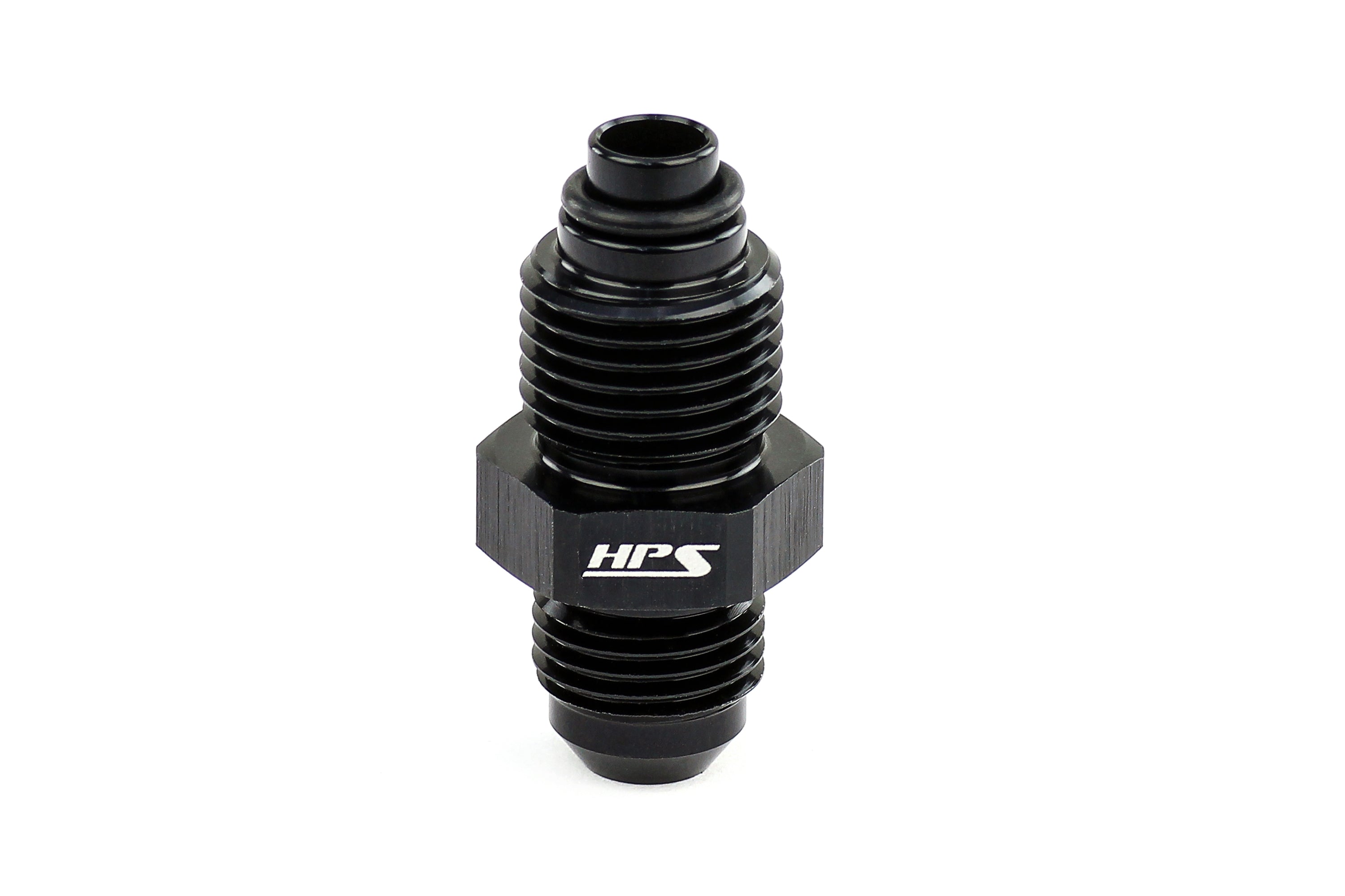 HPS Performance Products AN Male to Metric Thread Male O-Ring Tip Adapter, Aluminum, Black