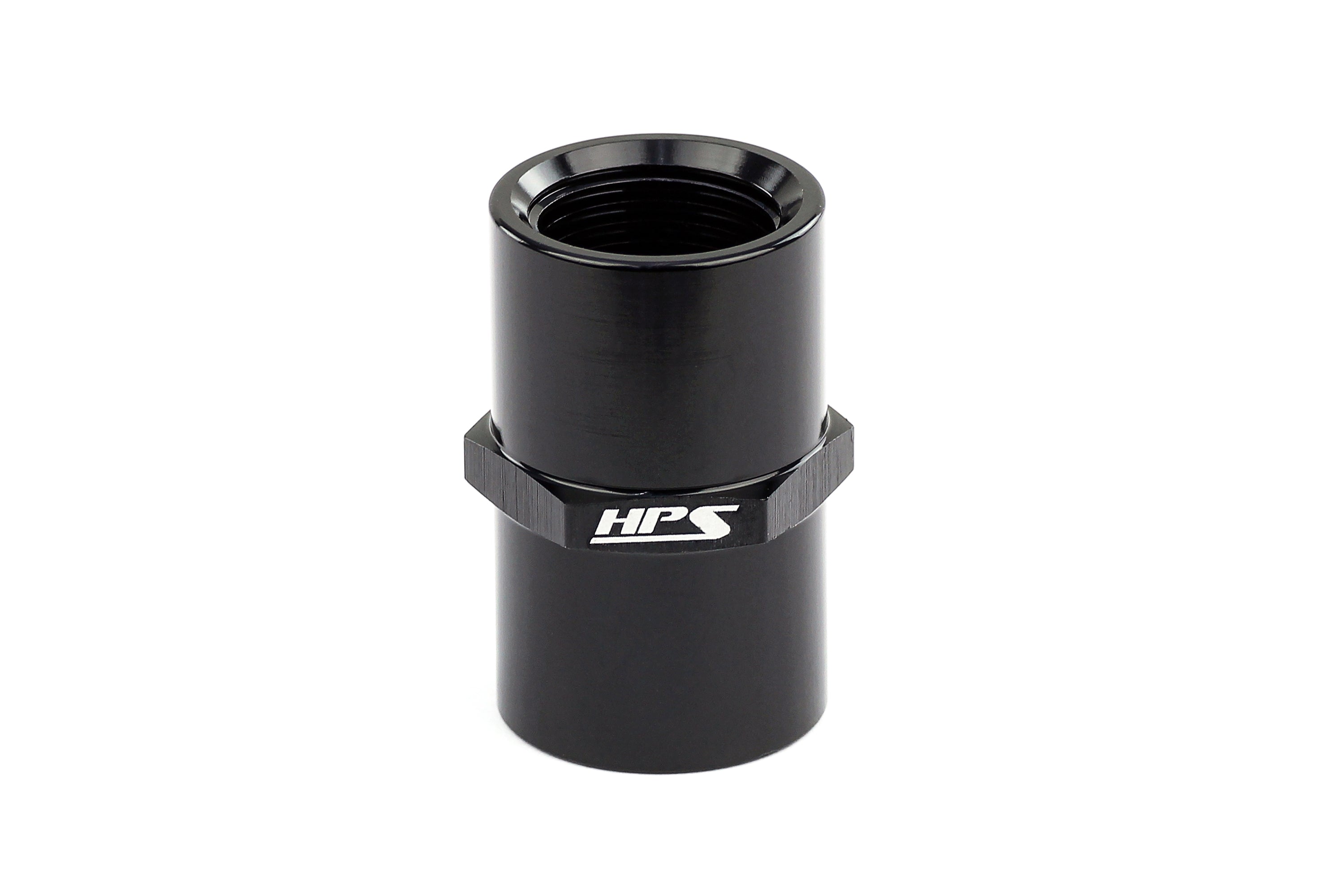 HPS Performance Products Straight NPT Female To NPT Female Coupler Adapter, Aluminum, Black