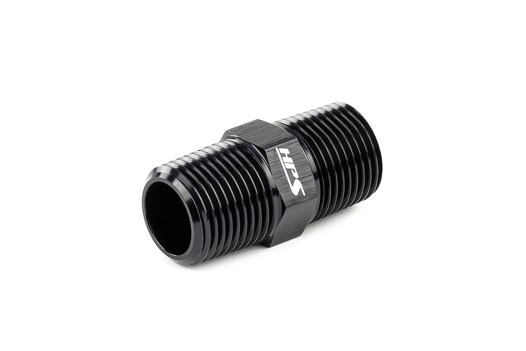 HPS Performance Products Straight NPT Male To NPT Male Union Coupler Adapter, Aluminum, Black