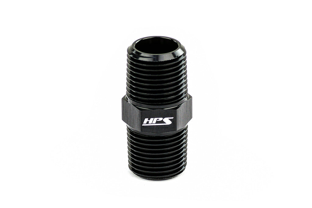 HPS Performance Products Straight NPT Male To NPT Male Union Coupler Adapter, Aluminum, Black