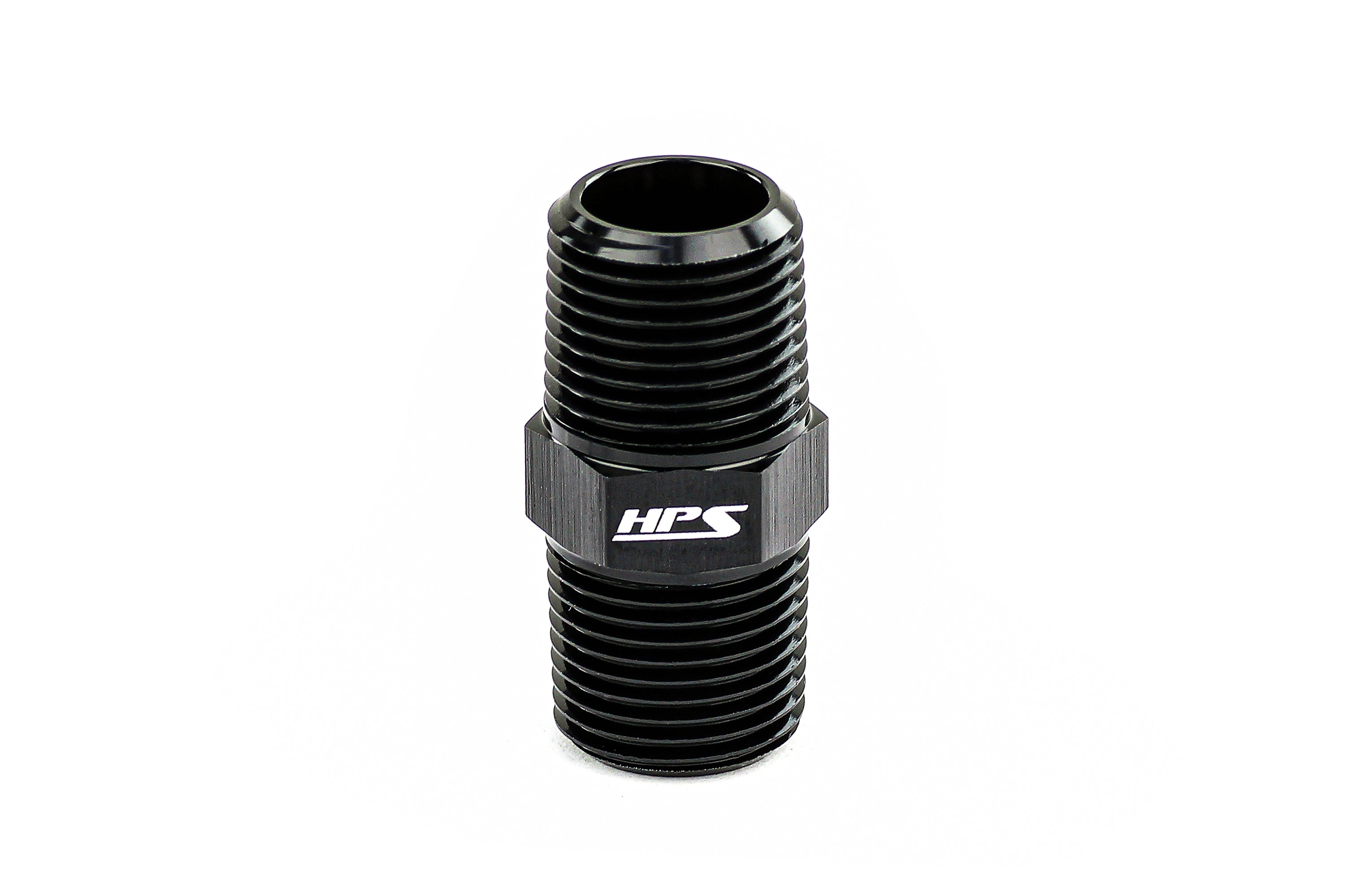 HPS Performance Products Straight NPT Male To NPT Male Union Coupler Adapter, Aluminum, Black