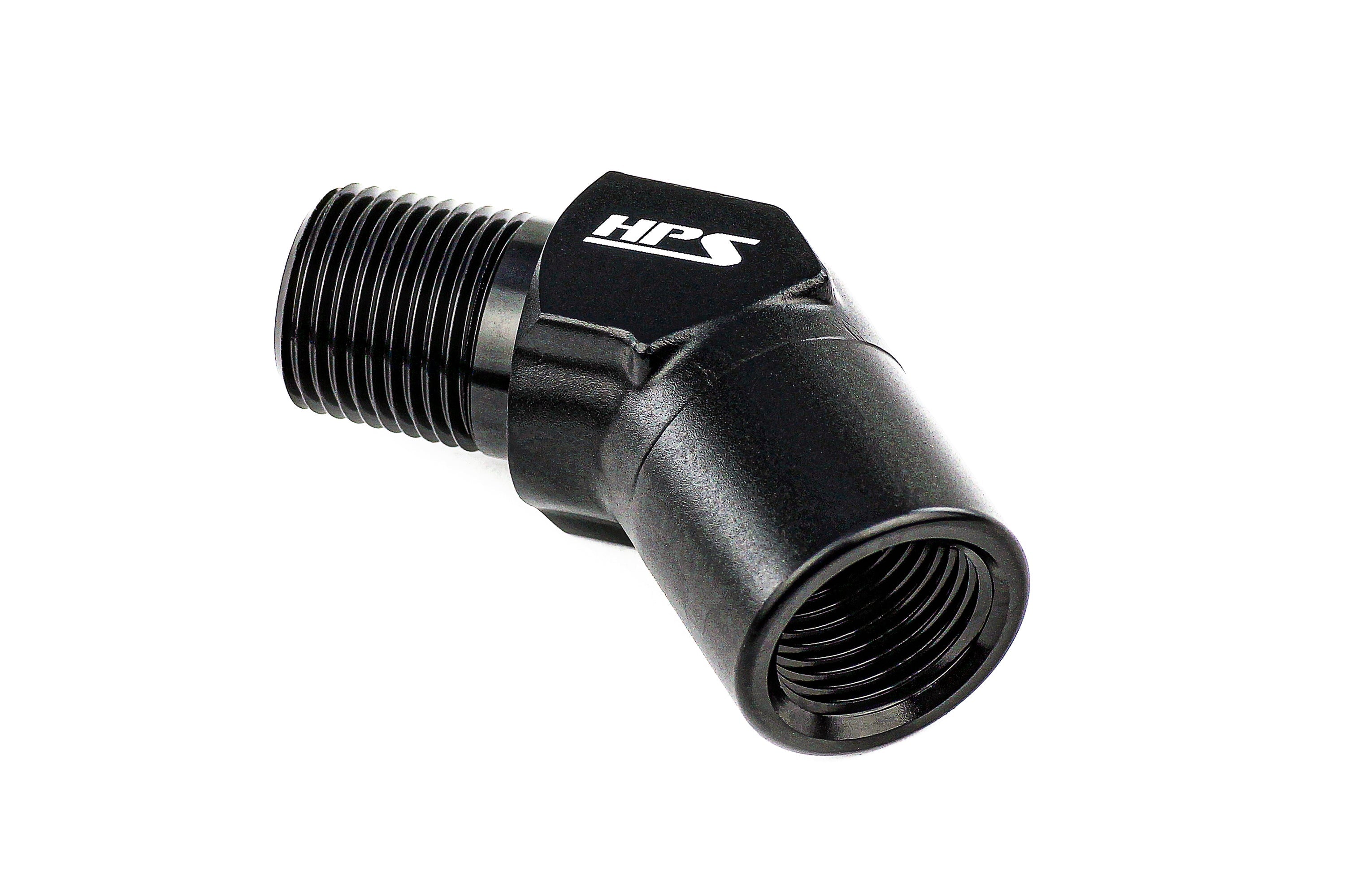 HPS Performance Products NPT Male To NPT Female Adapter, Aluminum, Black