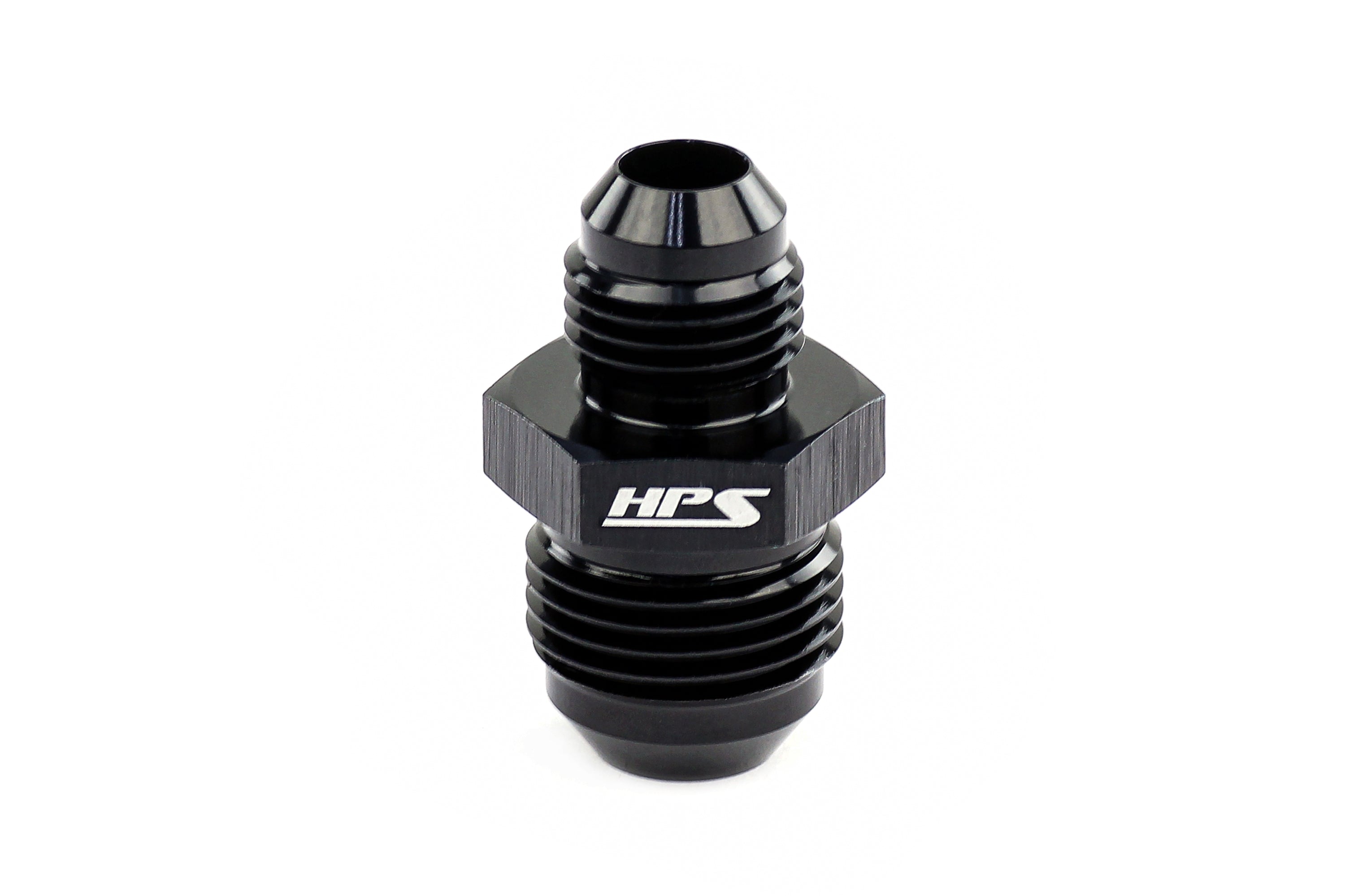 HPS Performance Products AN Male To Male Reducer Union Coupler Adapter, Aluminum, Black