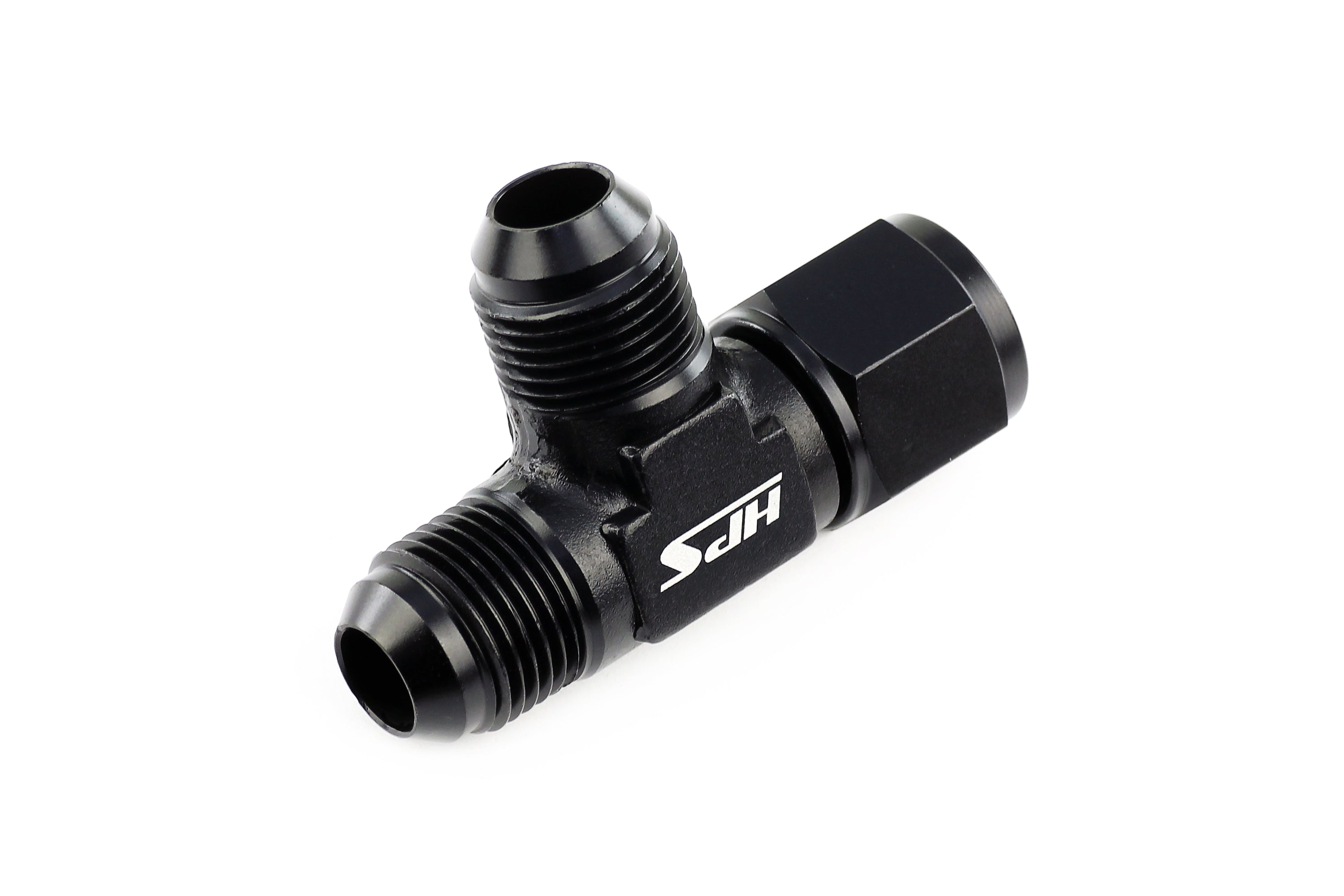 HPS Performance Products AN Male with AN Female on Run Tee Fitting Adapter, Aluminum, Black