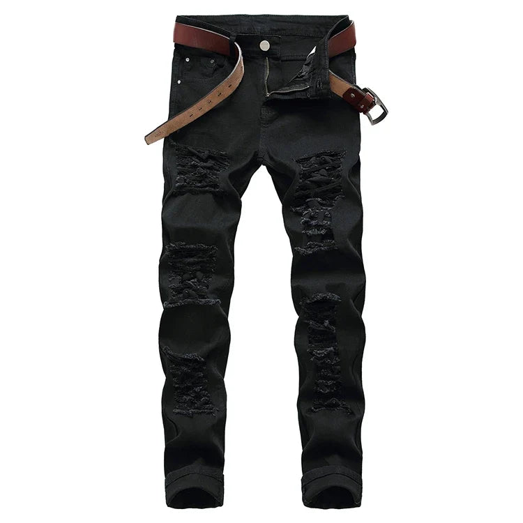 Wholesale High Quality Custom Men Straight High Street Eco-Friendly Breathable 100% Cotton Heavyweight Denim Slim Fit Black