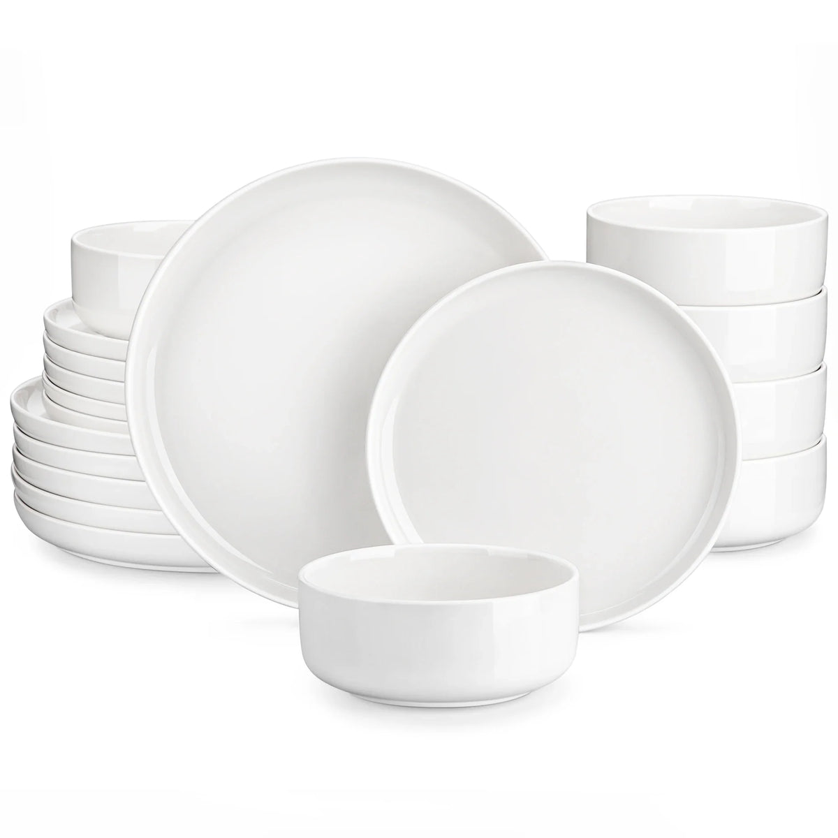 MALACASA Luna Series 18-Piece Ceramic Porcelain Dinnerware Set with 6 Pcs Dinner/Dessert Plates, Bowl Tableware Set Service for