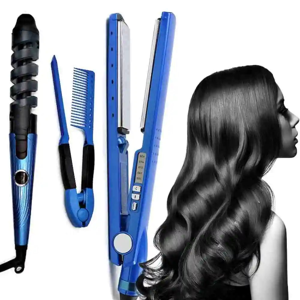 Straightener Kit, Hair Curler Hair Straightener Set