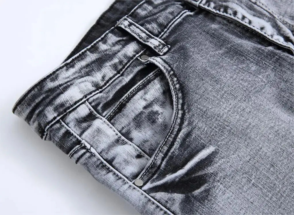 Men's Slim Fit Denim Jeans Stretch Casual Washed Straight Leg Streetwear Fashion Pants Classic Cotton Denim Trousers Manufact