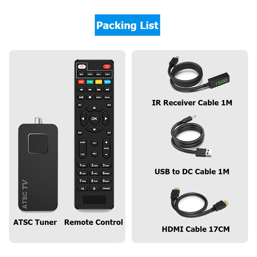 Mini Digital TV Converter Box HD FTA ATSC Tuner USB Multimedia PVR Recording EPG Hidden Behind TV Support Korea North America