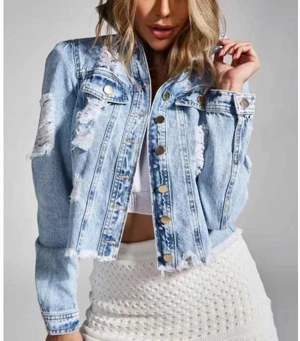 Best New Fashion Pakistan Manufacturer Plus Size Custom Design Printed Denim Button Women Jeans Jackets High Quality Vintage