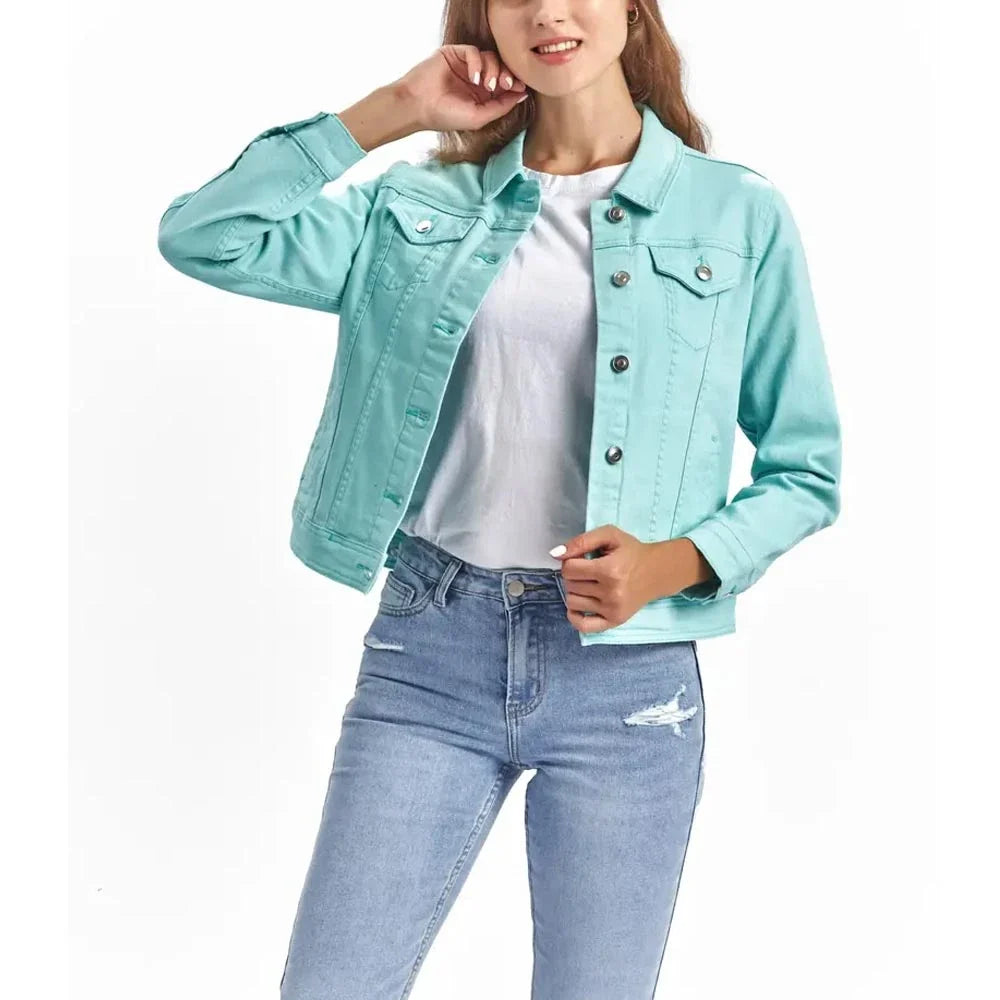 High Quality Denim Jean Jackets Women's Button Crop Top Autumn Winter Polyester/Cotton Blend Washable Vintage Sweet Style Washed