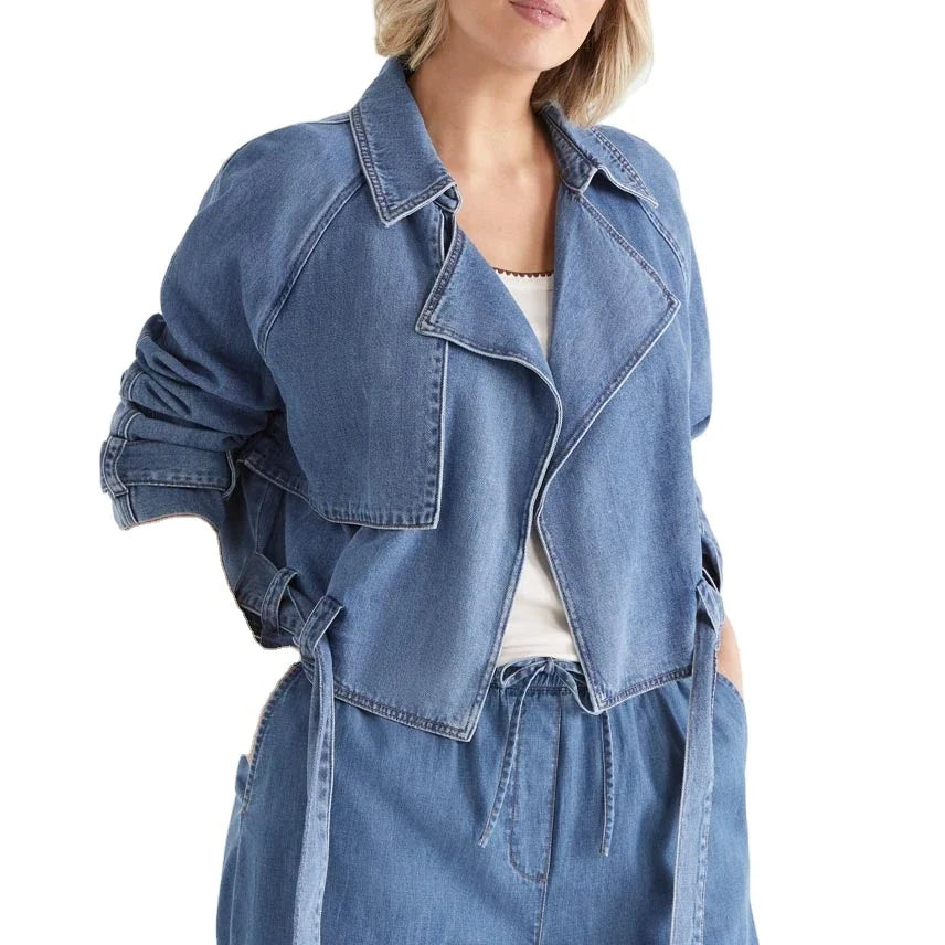 High Premium Casual Jackets for Women Breathable Denim Streetwear Button Wholesale Pakistan Suppliers' Washed Technique