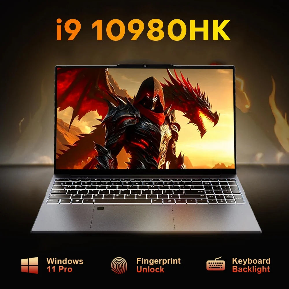New Ultra Slim Laptop 15.6' 16GB RAM 2TB SSD Intel I9 10980HK/9900 Gaming PC 1920*1080 IPS Windows 11 Office Study Computer PC