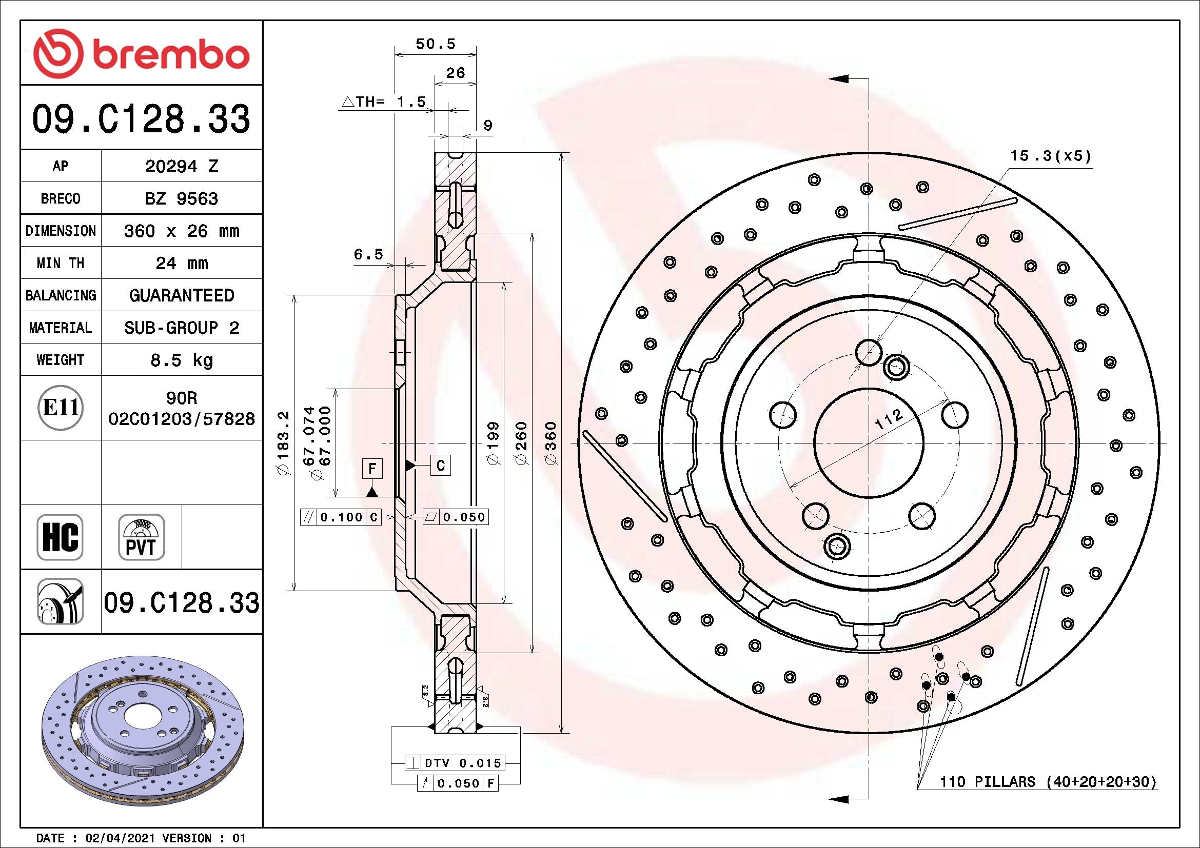 Brembo Disc Brake Rotor 09.C128.33