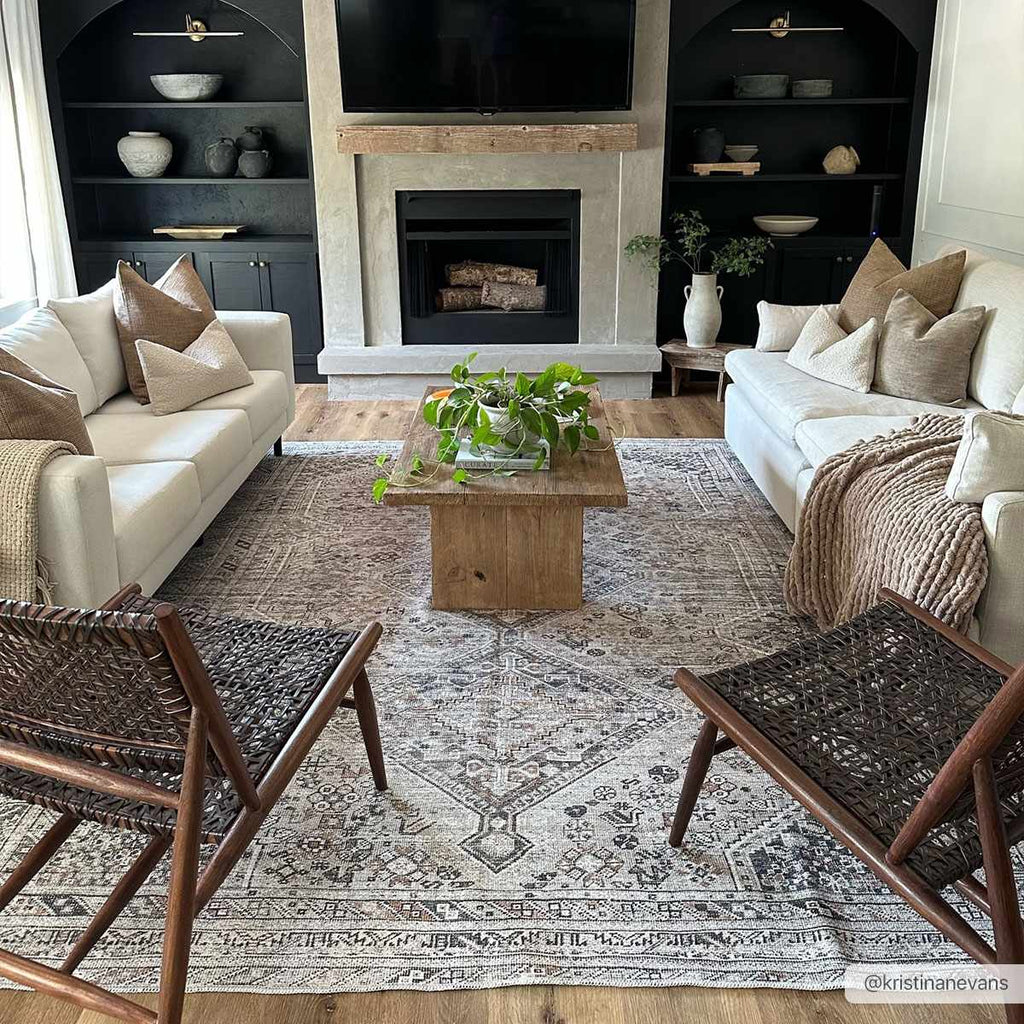 Barny Beige Flat Pile Washable Rug