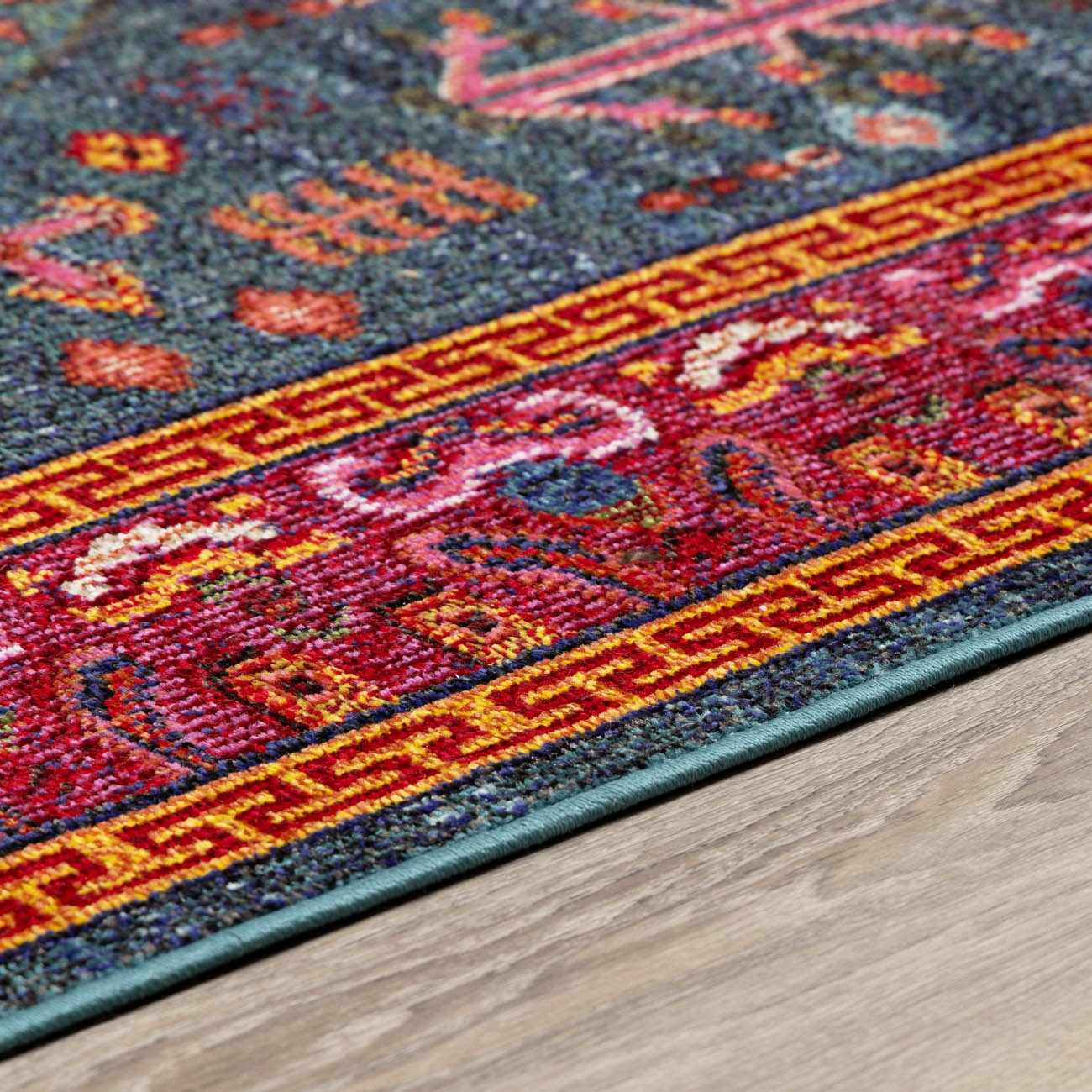 Cleveland Colorful Traditional Area Rug - Teal, Aqua, Navy