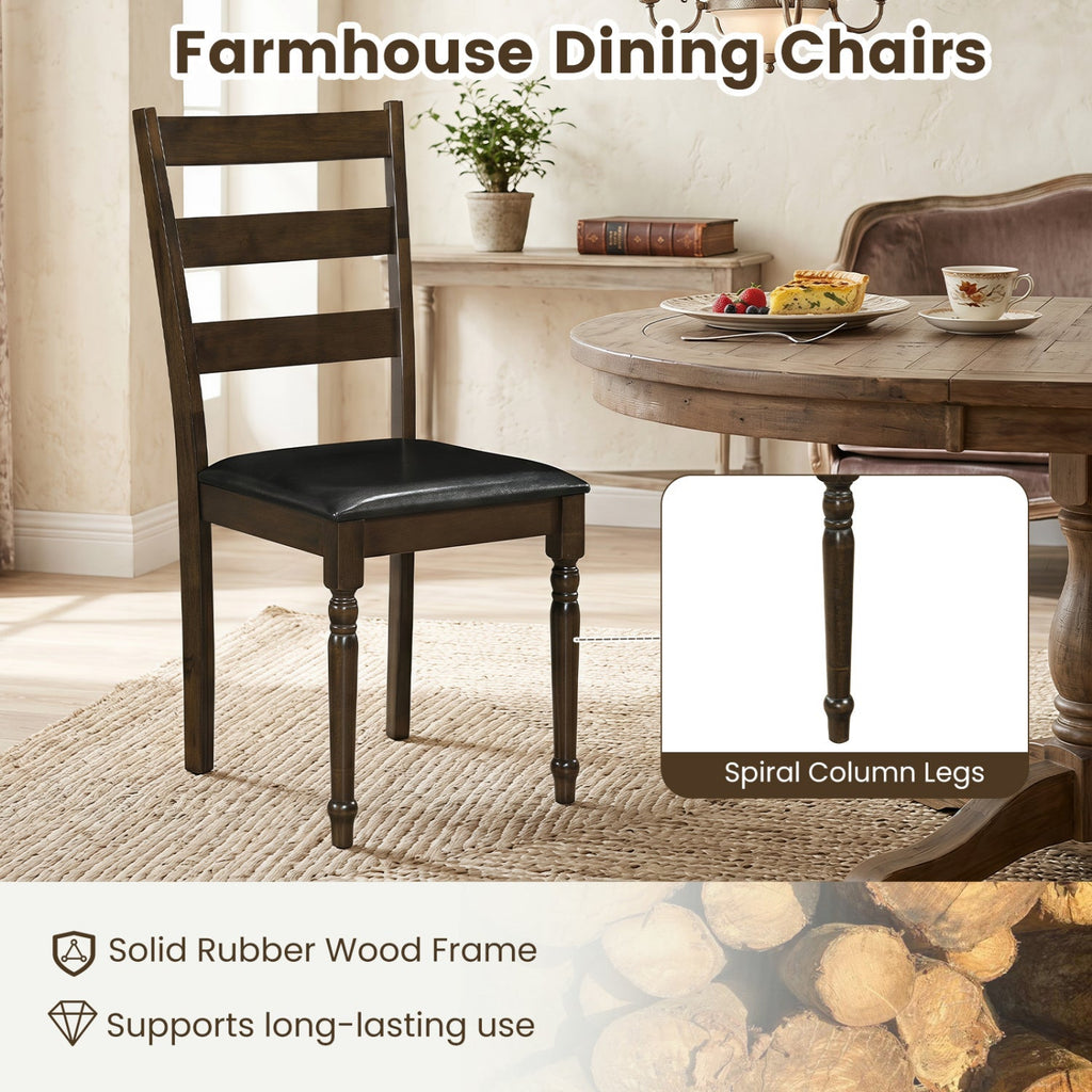 Dining Chairs Set of 4 - Farmhouse PU Leather Upholstered