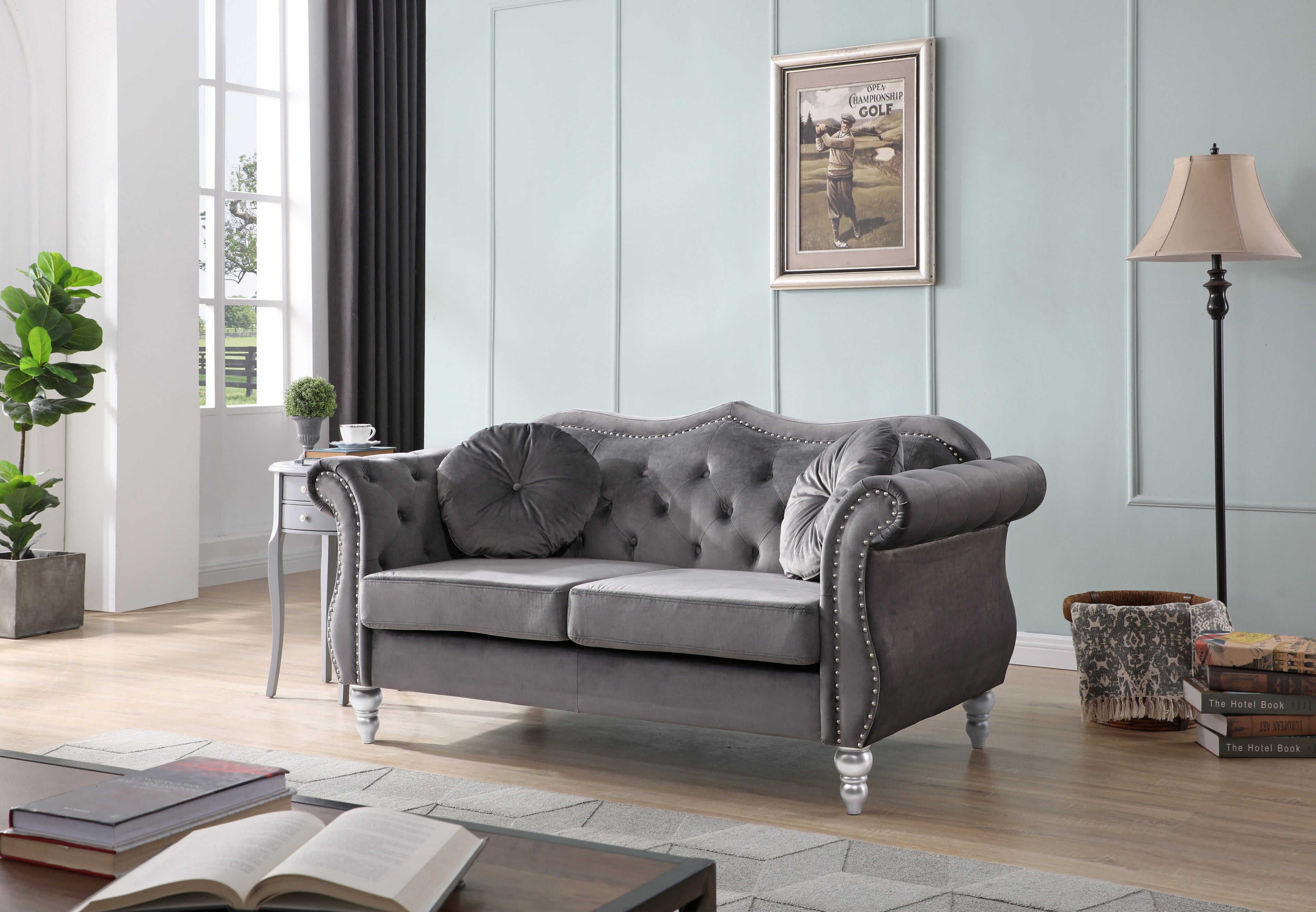 Cozy Transitional Flared Arm Loveseat