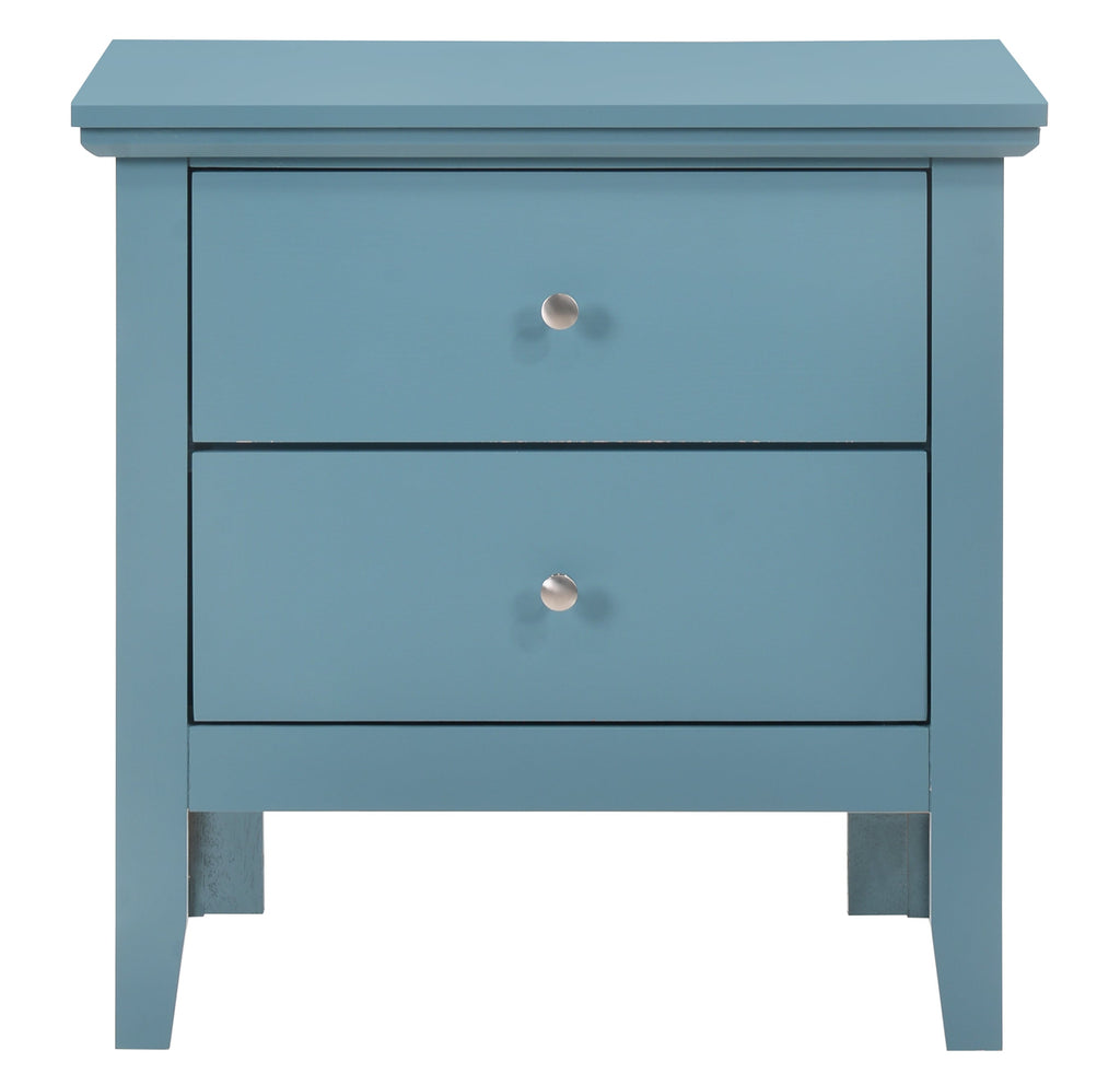 Teal Elegance Nightstand With Drawers