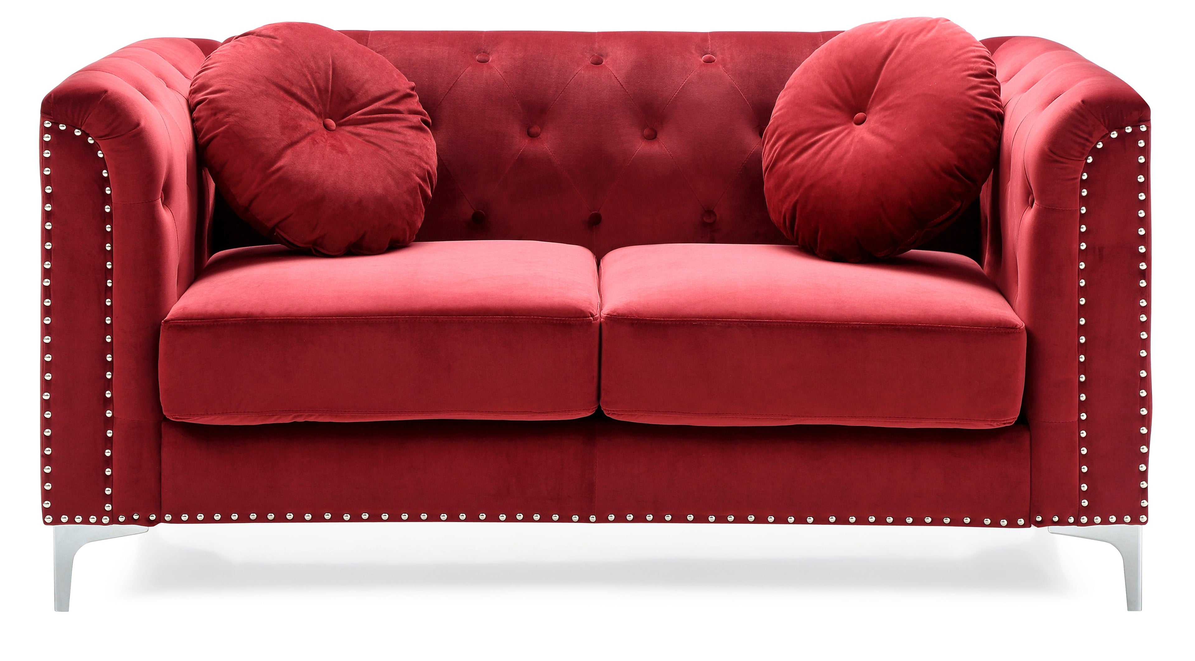 Chic Sloped Arm Loveseat in Burgundy
