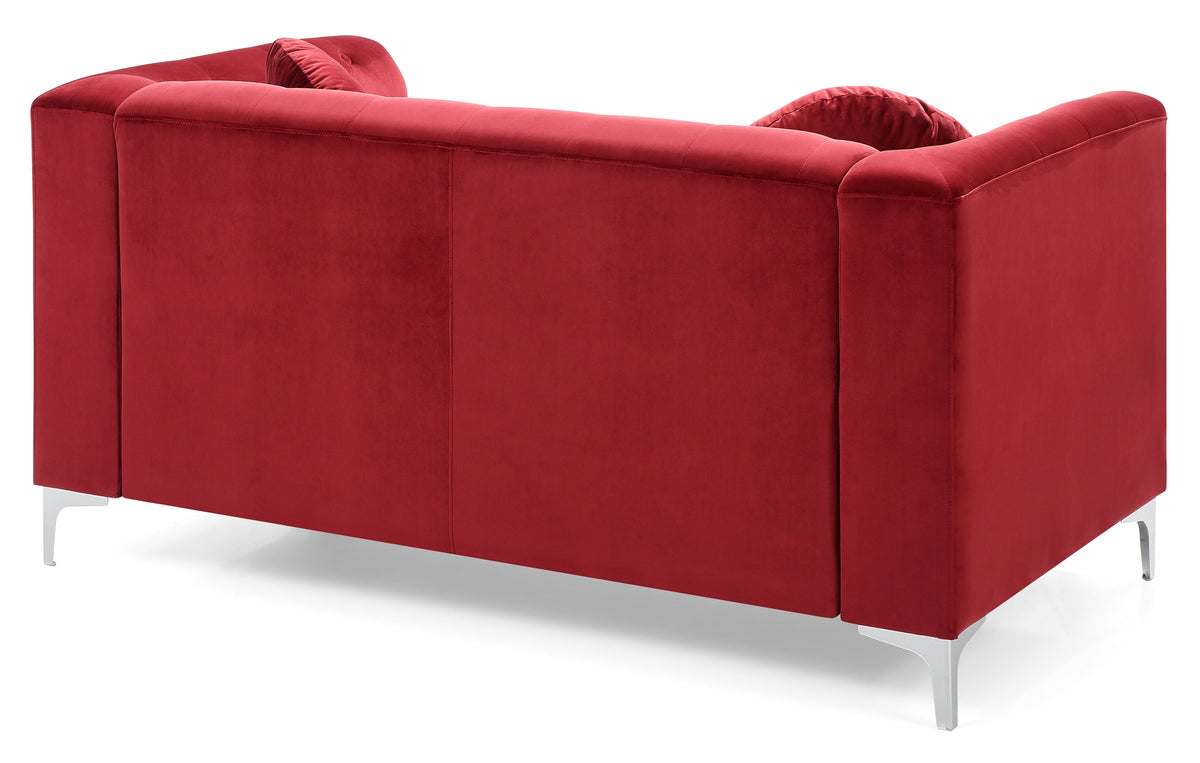 Chic Sloped Arm Loveseat in Burgundy