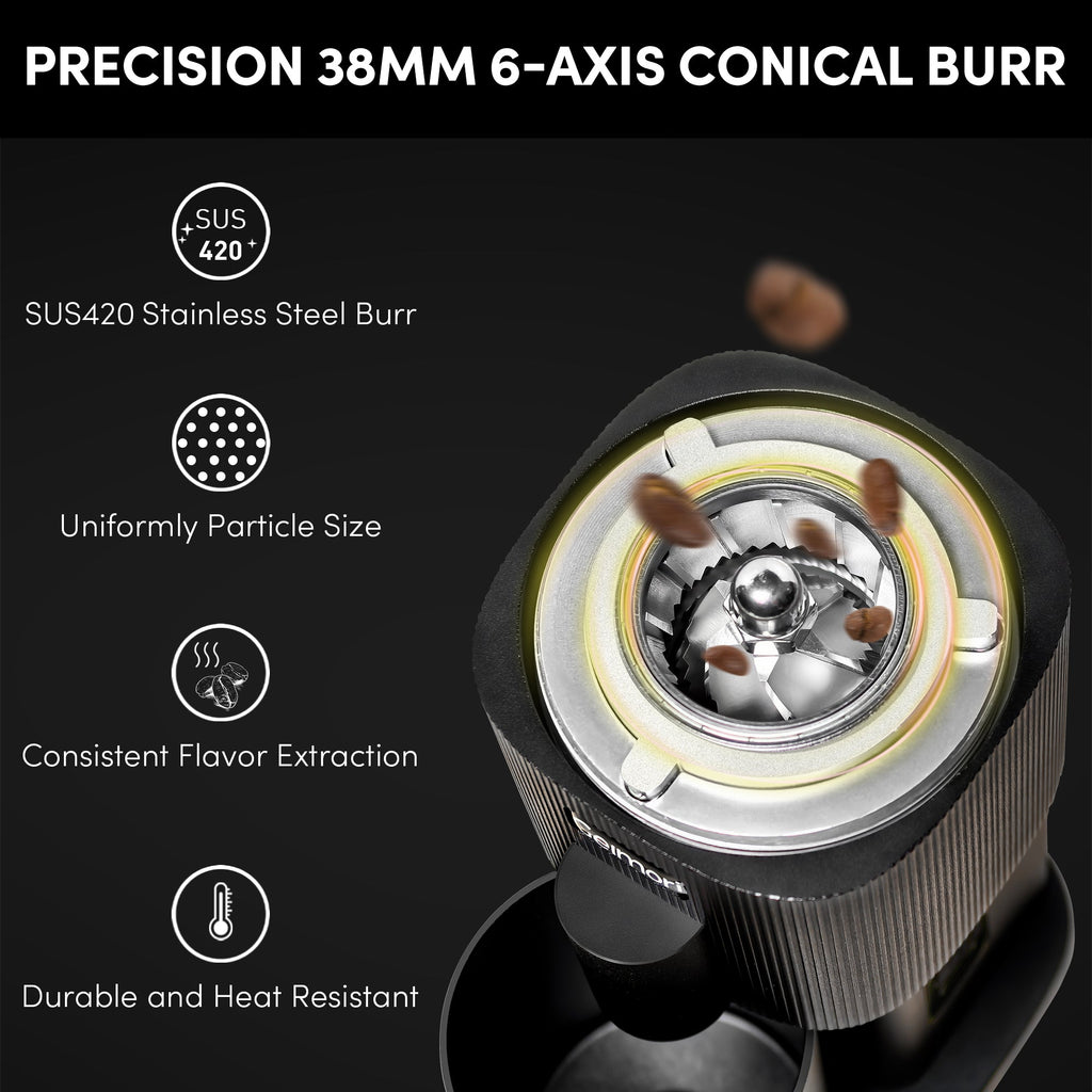 Geimori T38 Battery Coffee Grinder | Cordless Precision Grinder