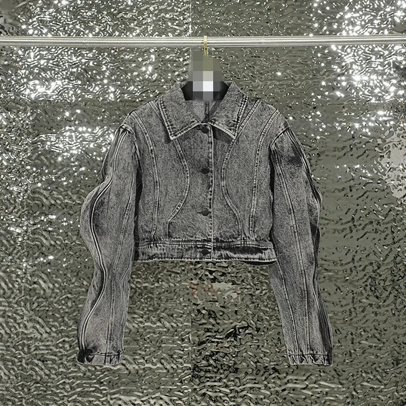 Unique Fashion Female Spring Fall Winter Long Sleeve Denim Jeans Windbreaker Clothes Short Crop Jackets for Women'S Coats