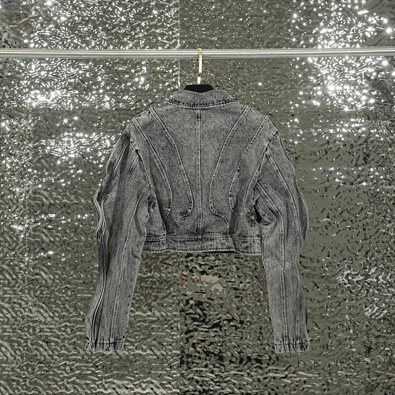 Unique Fashion Female Spring Fall Winter Long Sleeve Denim Jeans Windbreaker Clothes Short Crop Jackets for Women'S Coats