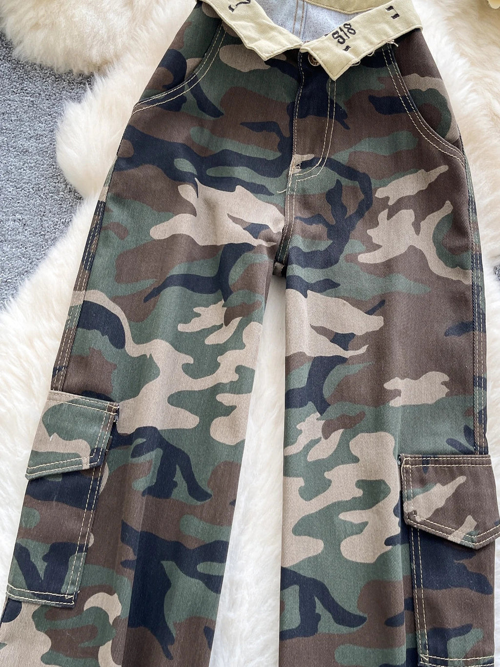2025 Autumn Casual Wide Leg Jeans Women Print Printed High Waist Denim Pants Girls Outdoor Pants Wholesale
