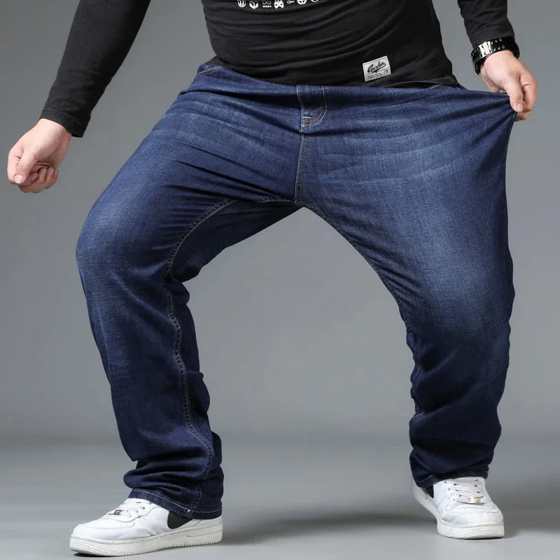 Plus Size Mens Big and Tall Stretch Jeans Relaxed Fit Denim Trousers Work Clothes Baggy Pants