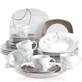 VEWEET 30-Piece Porcelain Ceramic Kitchen Dinner Plate Set with 6pcs Dessert Plates/Soup Plates/Dinner Plates/Cups/Saucers