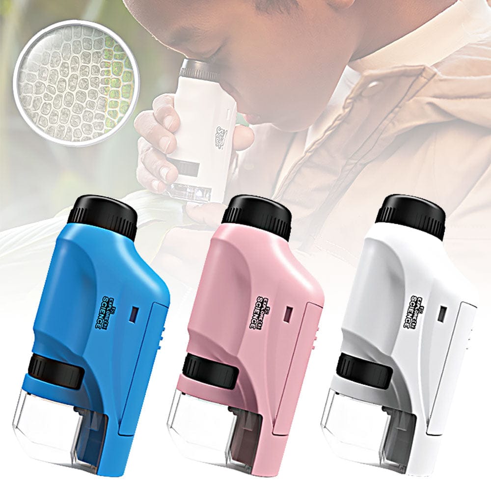 Kids Handheld Microscope 60-120x Educational Mini LED Light