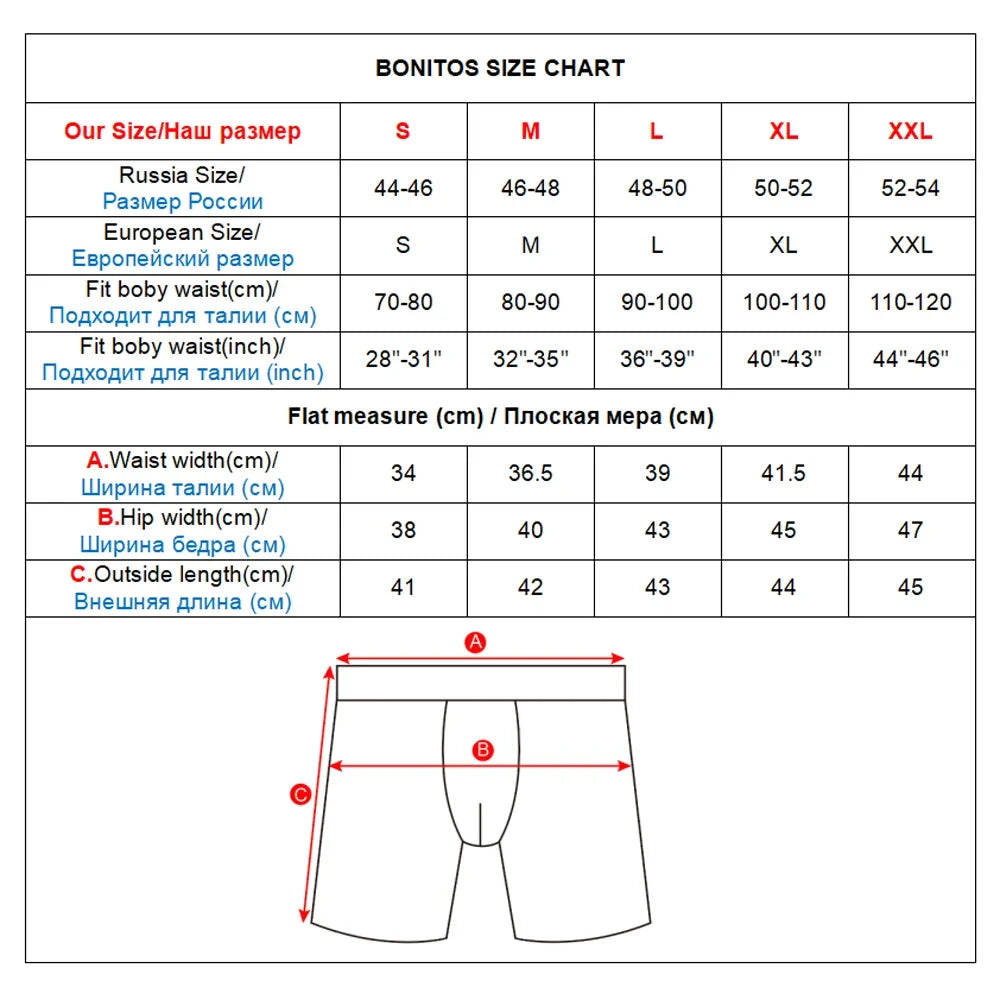 BONITOS Men Boxers Long Leg Man Underwear Soft Men Underpants Natural Cotton Sexy Boxer Shorts Top Brand Long Men's Panties