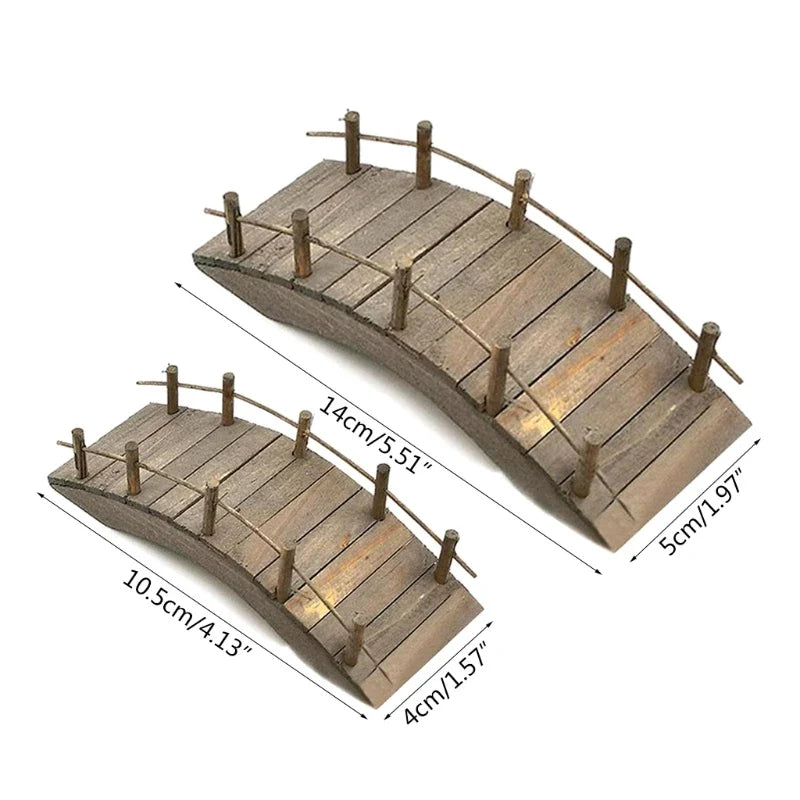 1:12 Dollhouse Mini Wooden Arch Bridge with Railings Miniatures Fairy Garden Miniature Craft for Micro Landscaping