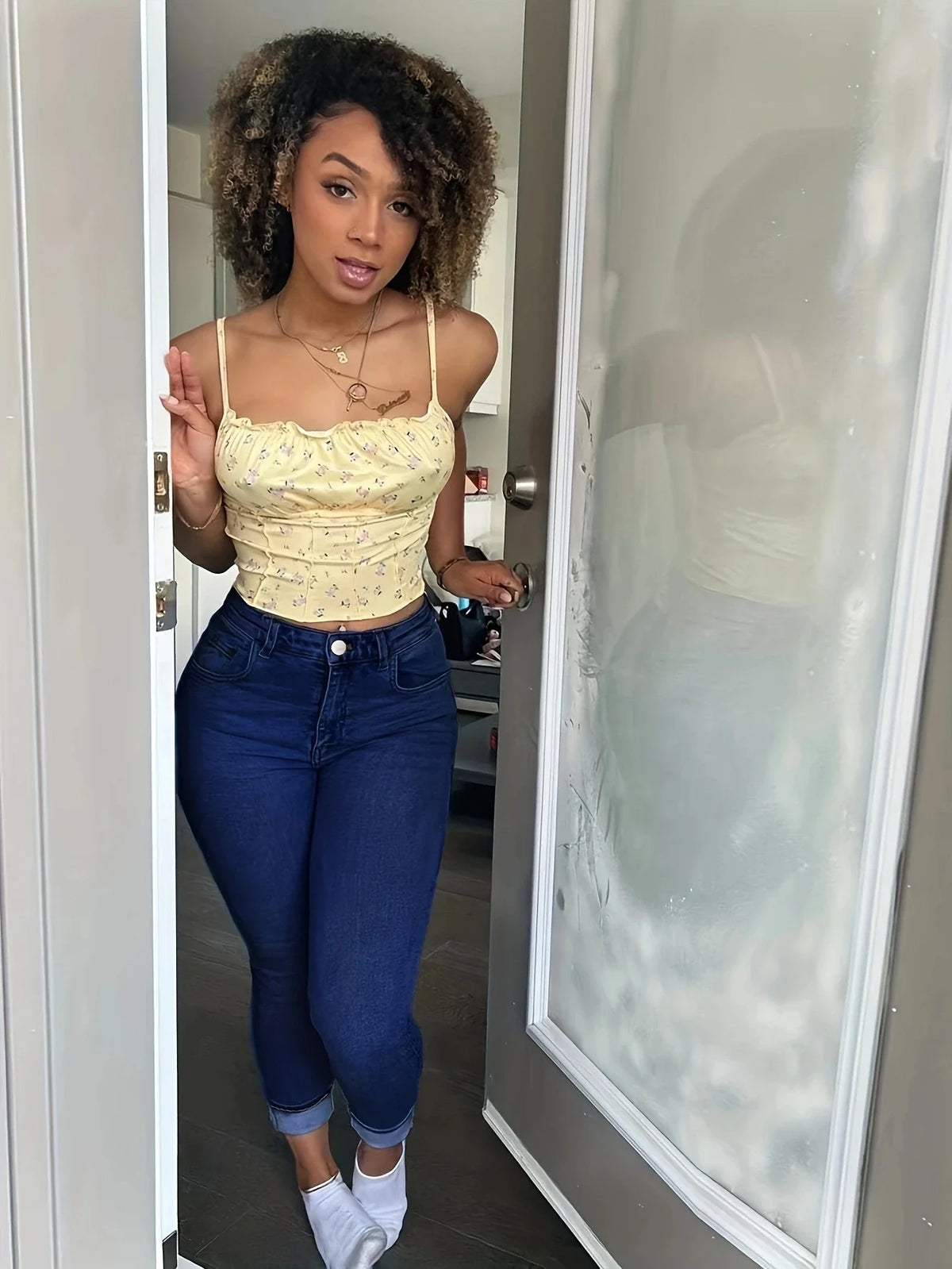 Plus Size High Waist Dark Blue High Waist Skinny Jeans Printed Softener Stretchy Casual Elegant Denim Pencil Pants for Women/Mom
