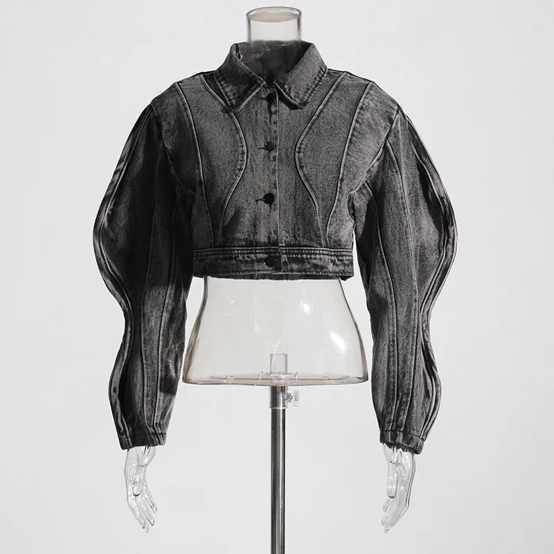 Unique Fashion Female Spring Fall Winter Long Sleeve Denim Jeans Windbreaker Clothes Short Crop Jackets for Women'S Coats