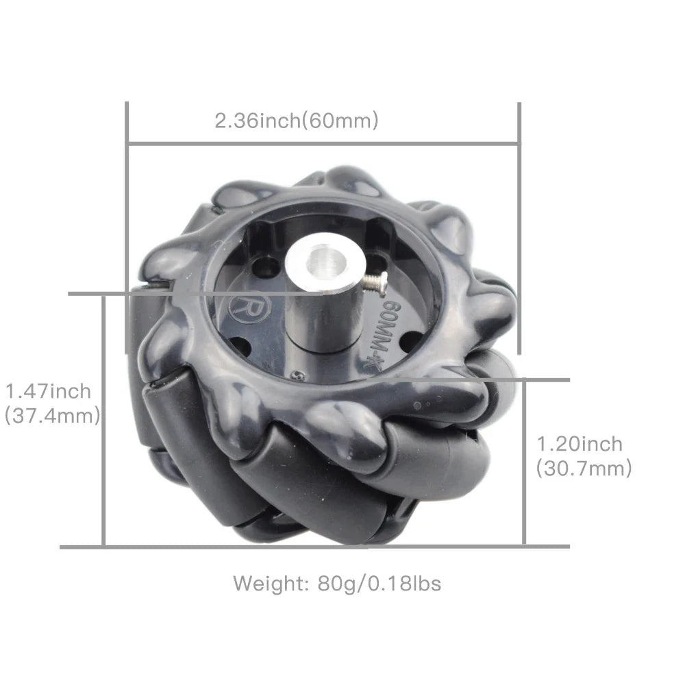 5KG Load 60mm Mecanum Wheel for Arduino Raspberry Pi with 12V DC Hall Encoder Motor DIY STEM Robot Car Toy Parts
