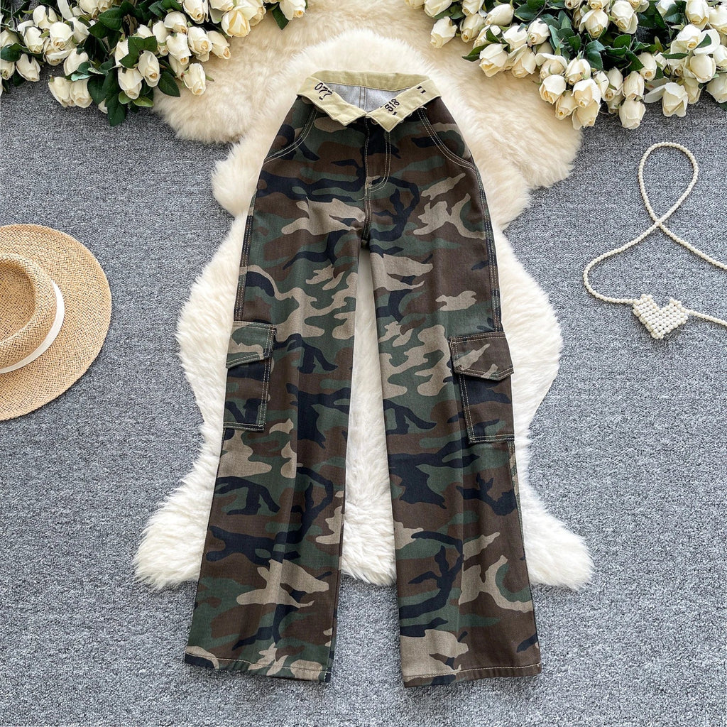 2025 Autumn Casual Wide Leg Jeans Women Print Printed High Waist Denim Pants Girls Outdoor Pants Wholesale