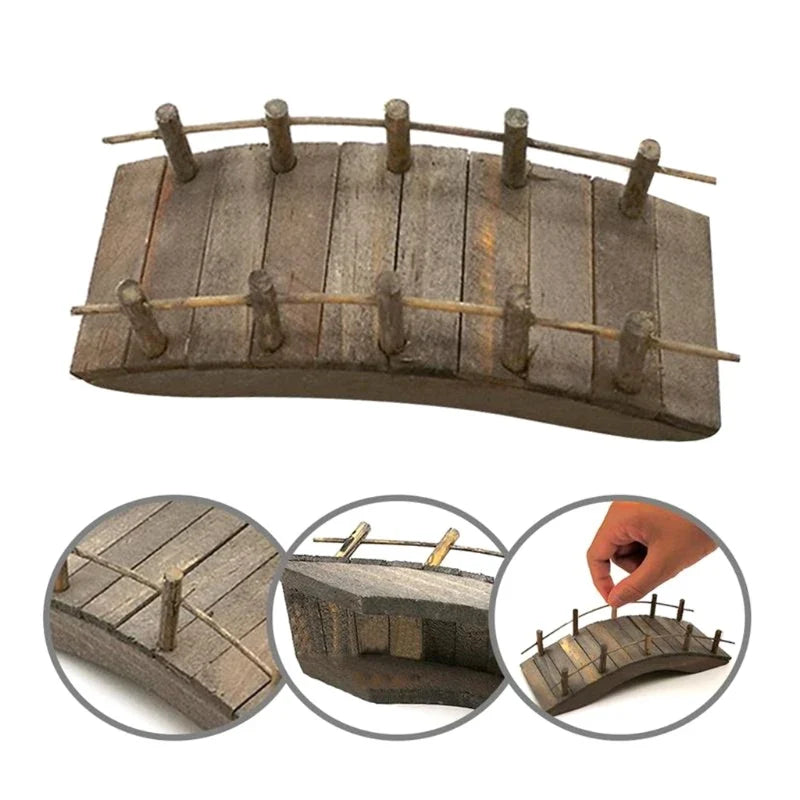 1:12 Dollhouse Mini Wooden Arch Bridge with Railings Miniatures Fairy Garden Miniature Craft for Micro Landscaping